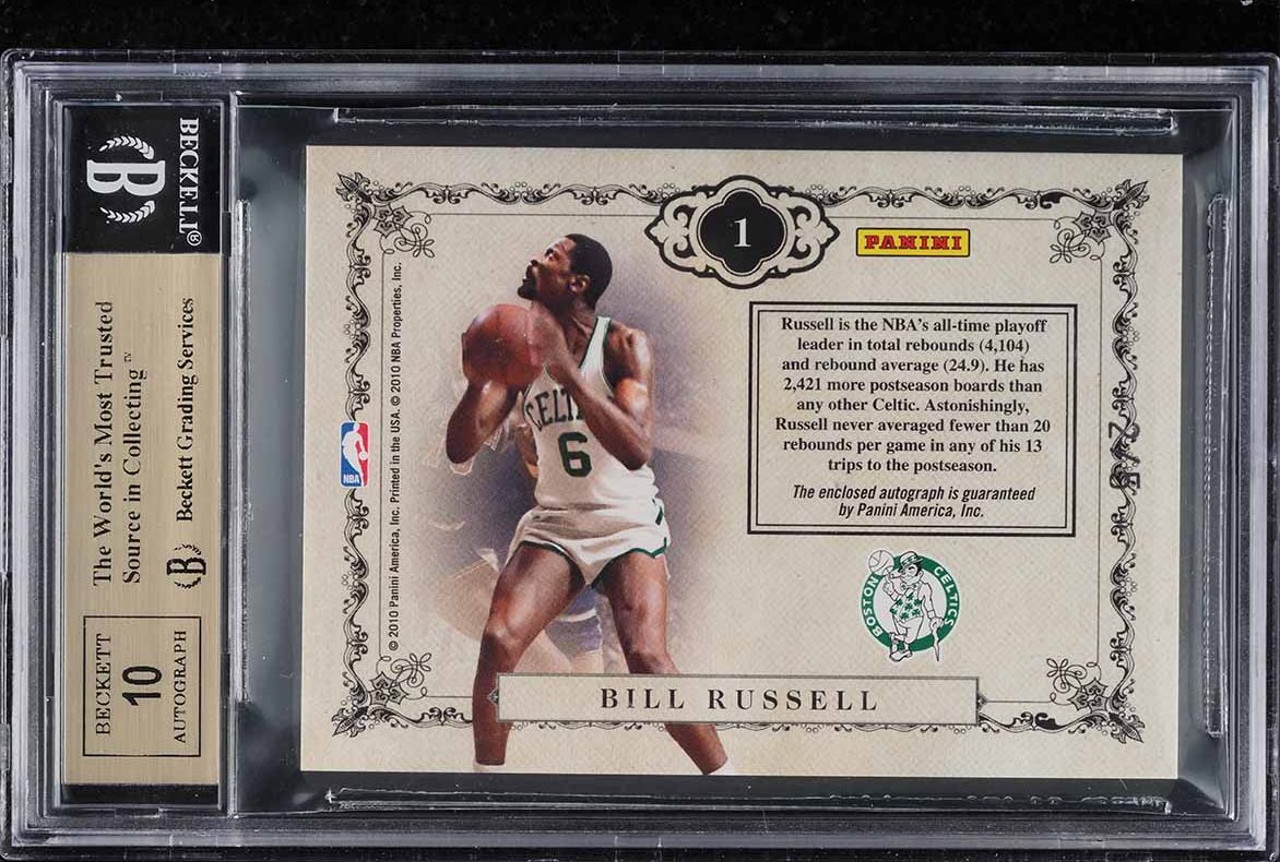 2009 National Treasures NBA Logo Bill Russell PATCH AUTO /5 #1 BGS
