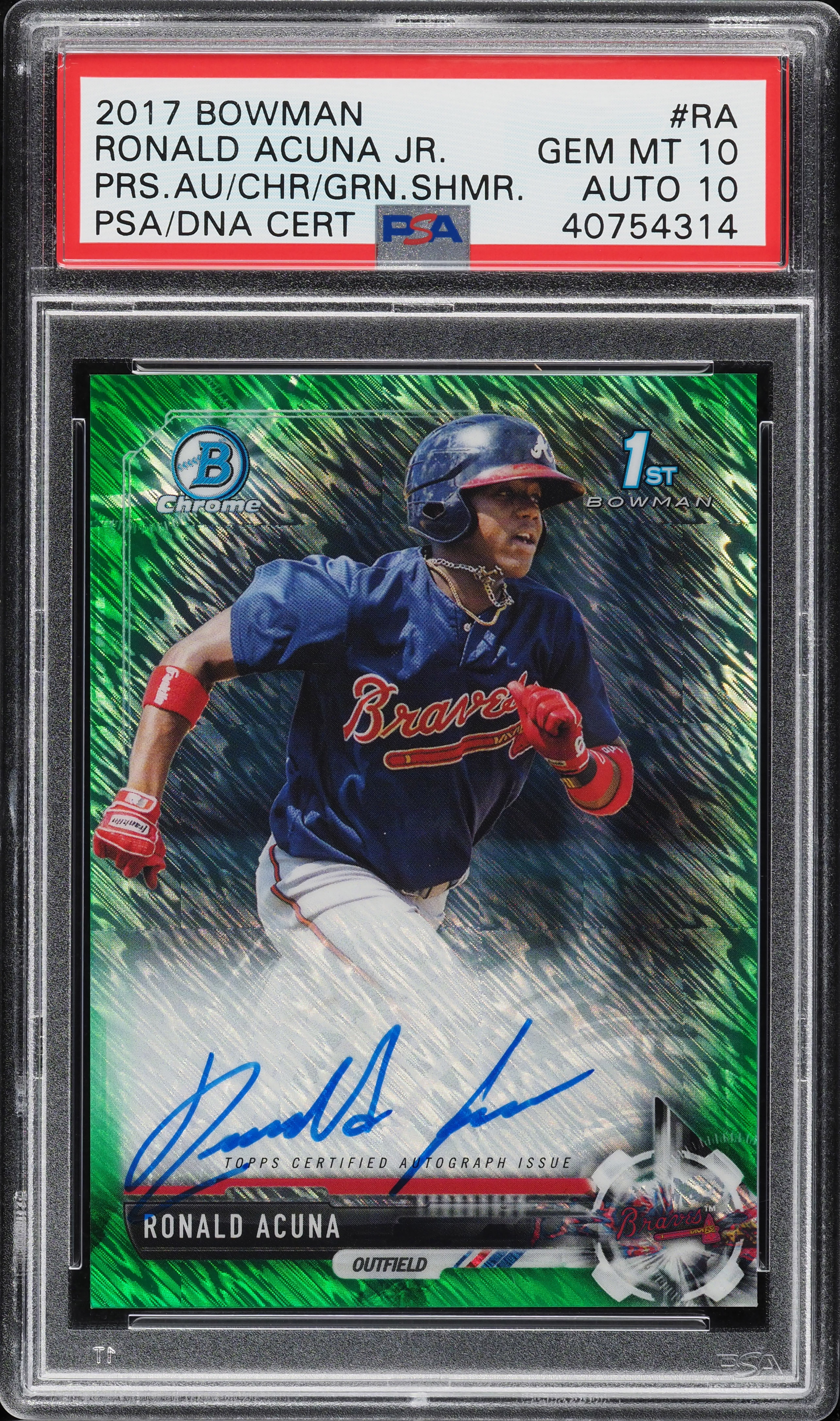 2017 Bowman Chrome Green Shimmer Ronald Acuna Jr. ROOKIE AUTO /99 
