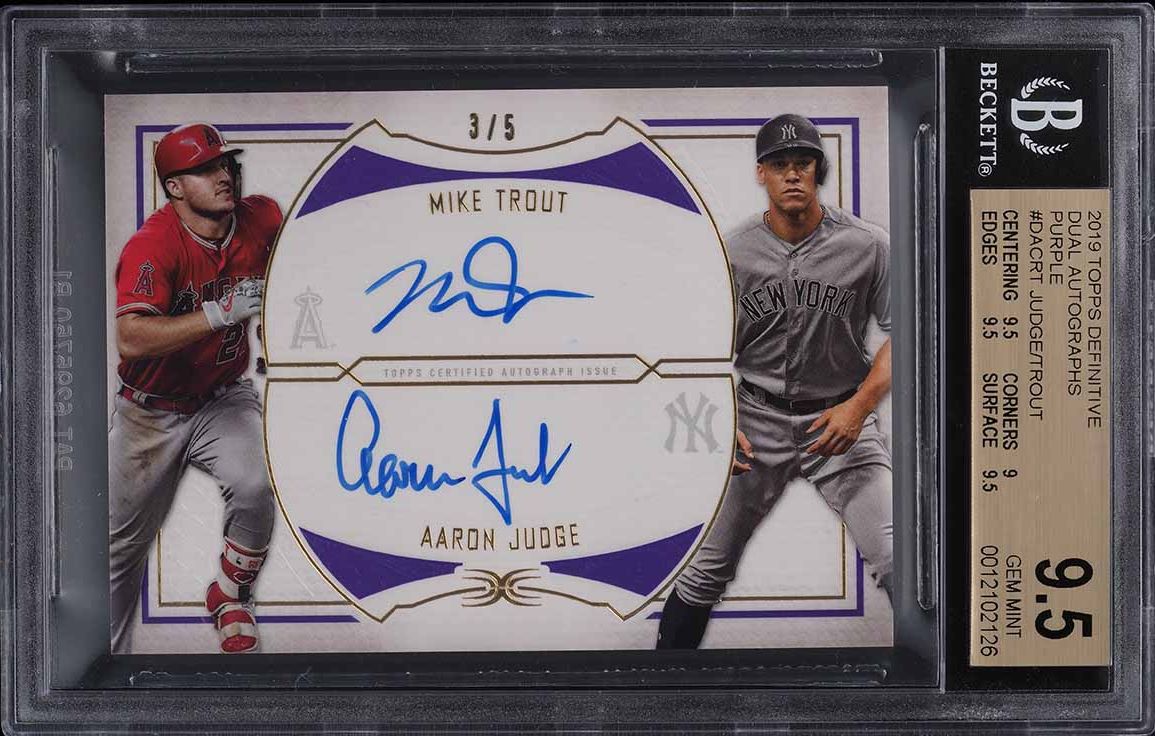 2019 Topps Definitive Mike Trout & Aaron Judge AUTO /5 #DAC-RT BGS