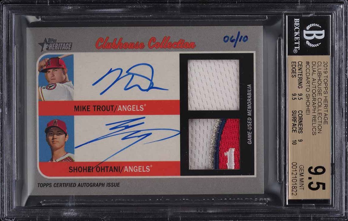 2019 Topps Heritage Mike Trout Shohei Ohtani AUTO PATCH 6/10 BGS 9.5