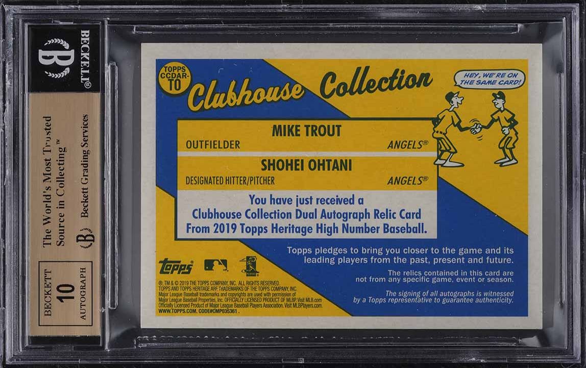2019 Topps Heritage Mike Trout Shohei Ohtani AUTO PATCH 6/10 BGS 9.5