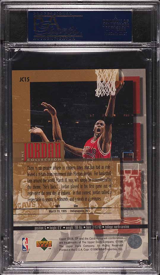 1995 Upper Deck MJ He's Back Reprints Michael Jordan #15 PSA 10 GEM MINT