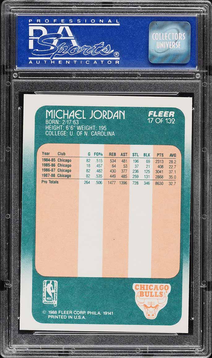 1988 Fleer Basketball Michael Jordan #17 PSA 9 MINT