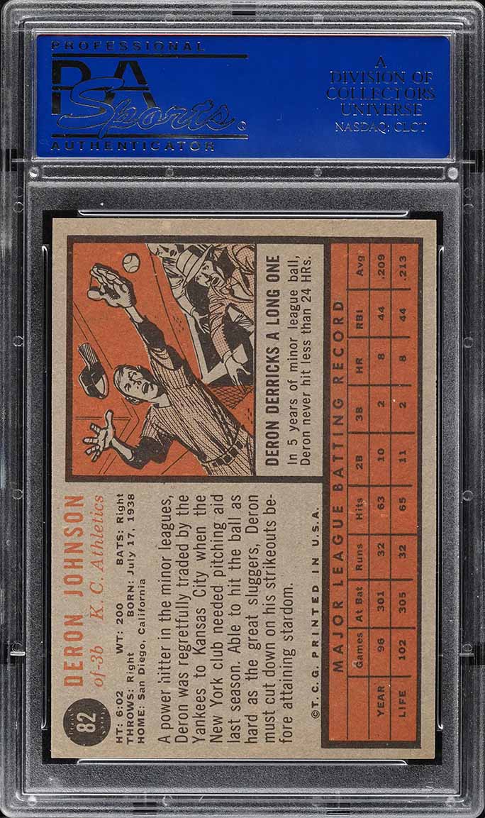 1962 Topps Deron Johnson #82 PSA 9 MINT