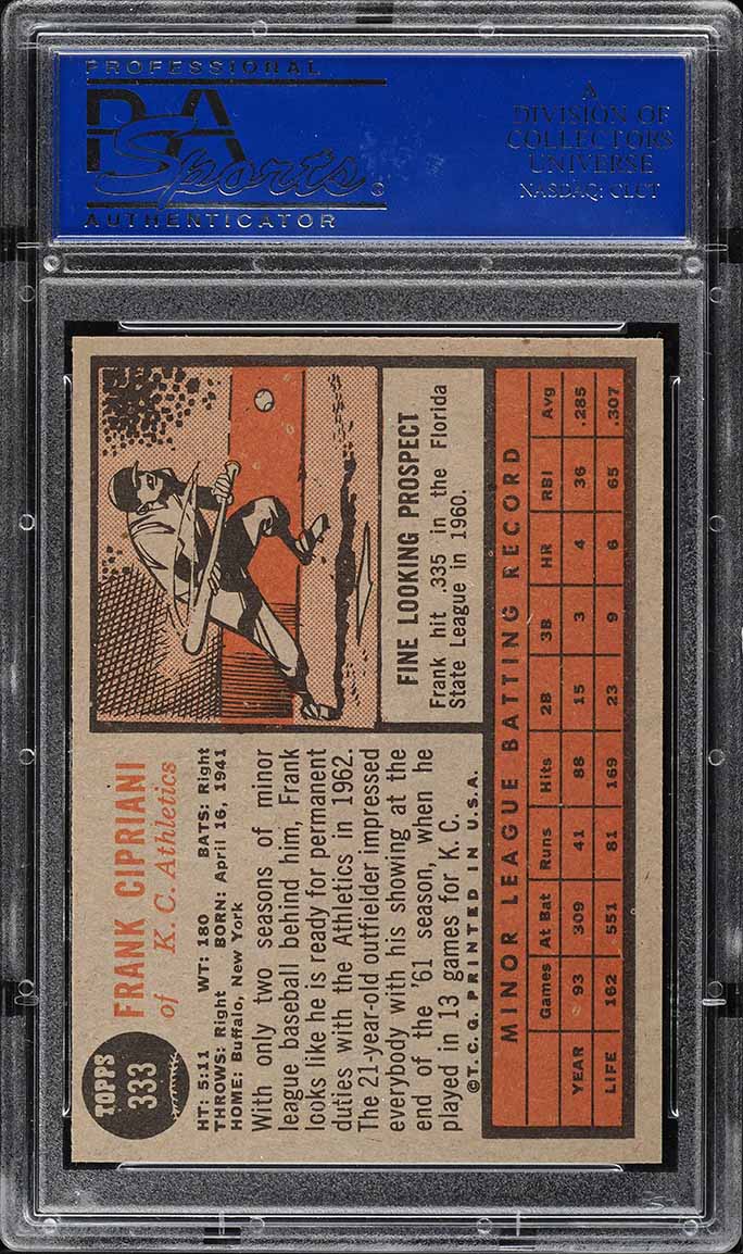 1962 Topps Frank Cipriani #333 PSA 9 MINT
