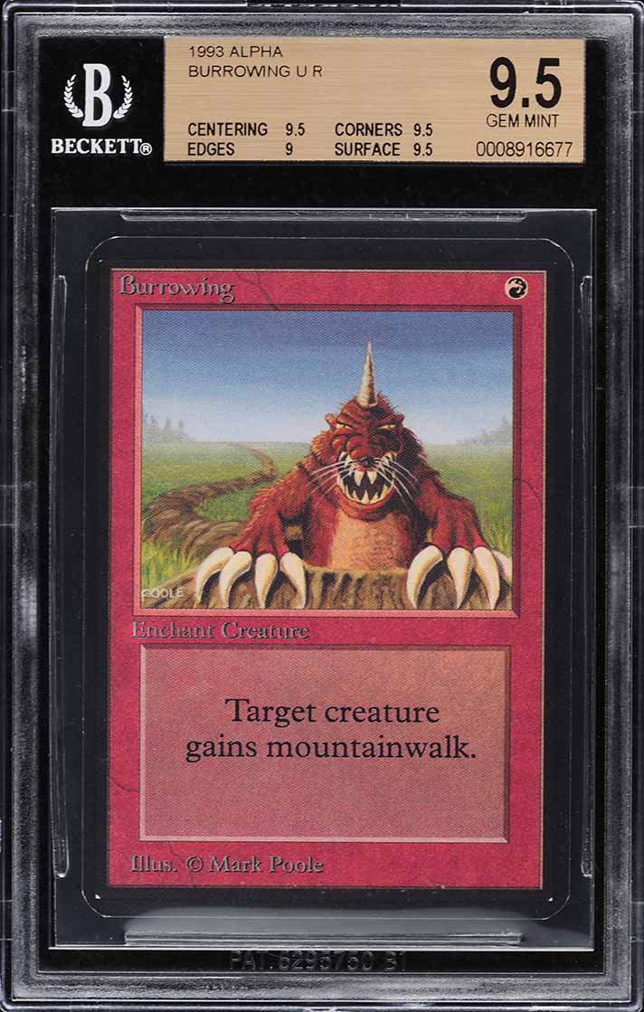 1993 Magic The Gathering MTG Alpha Burrowing U R BGS 9.5 GEM MINT