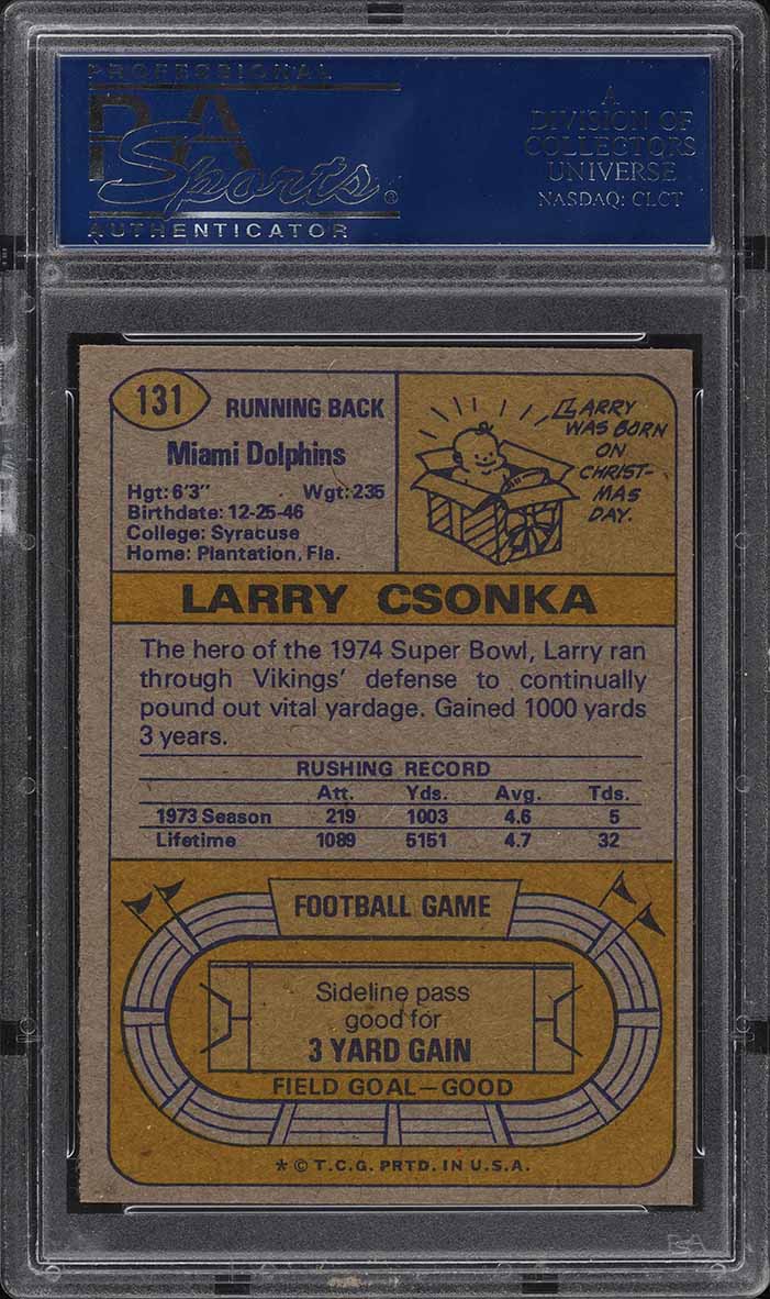 1974 Topps Football Larry Csonka ALL-PRO #131 PSA 9 MINT