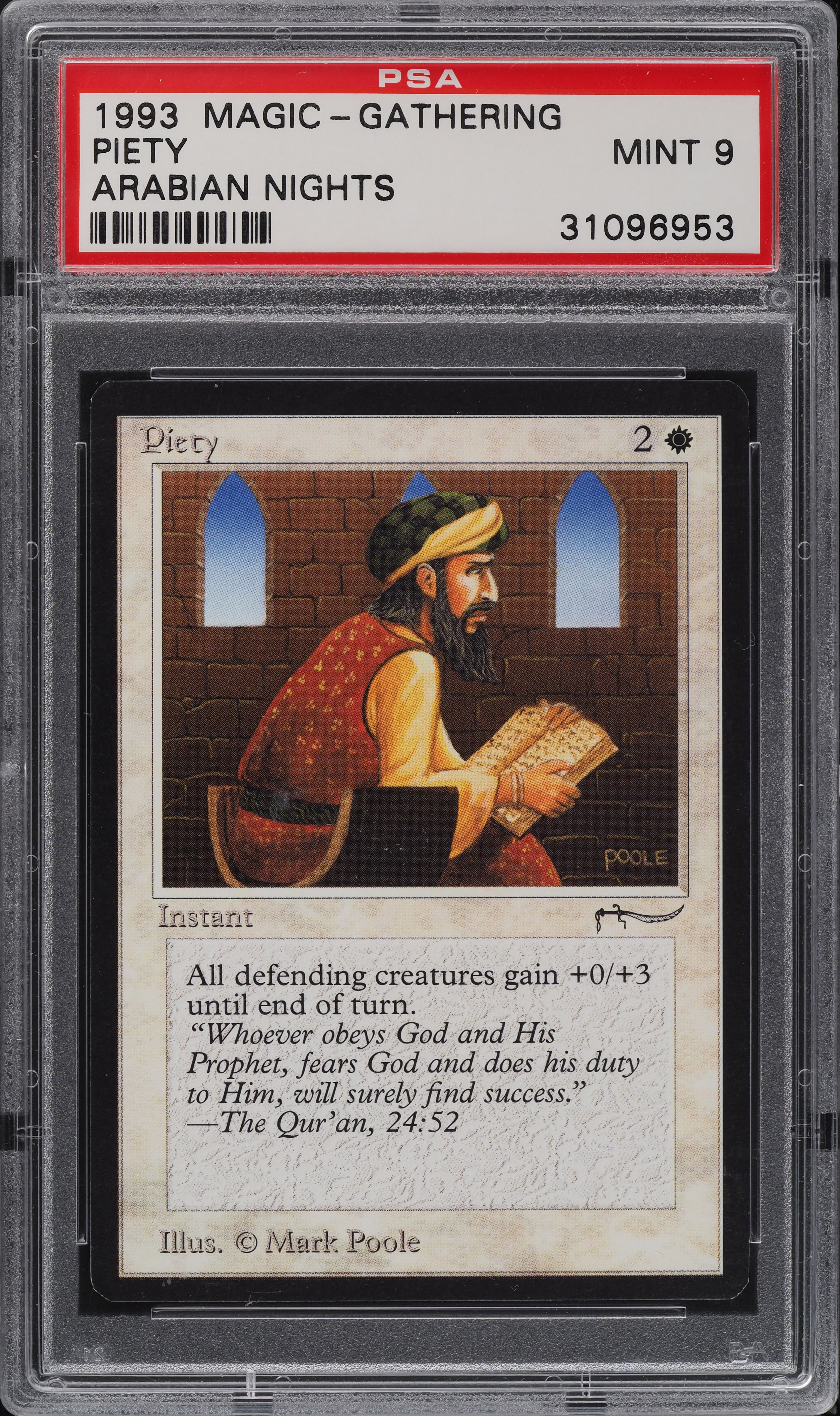 1993 Magic The Gathering MTG Arabian Nights Piety PSA 9 MINT on