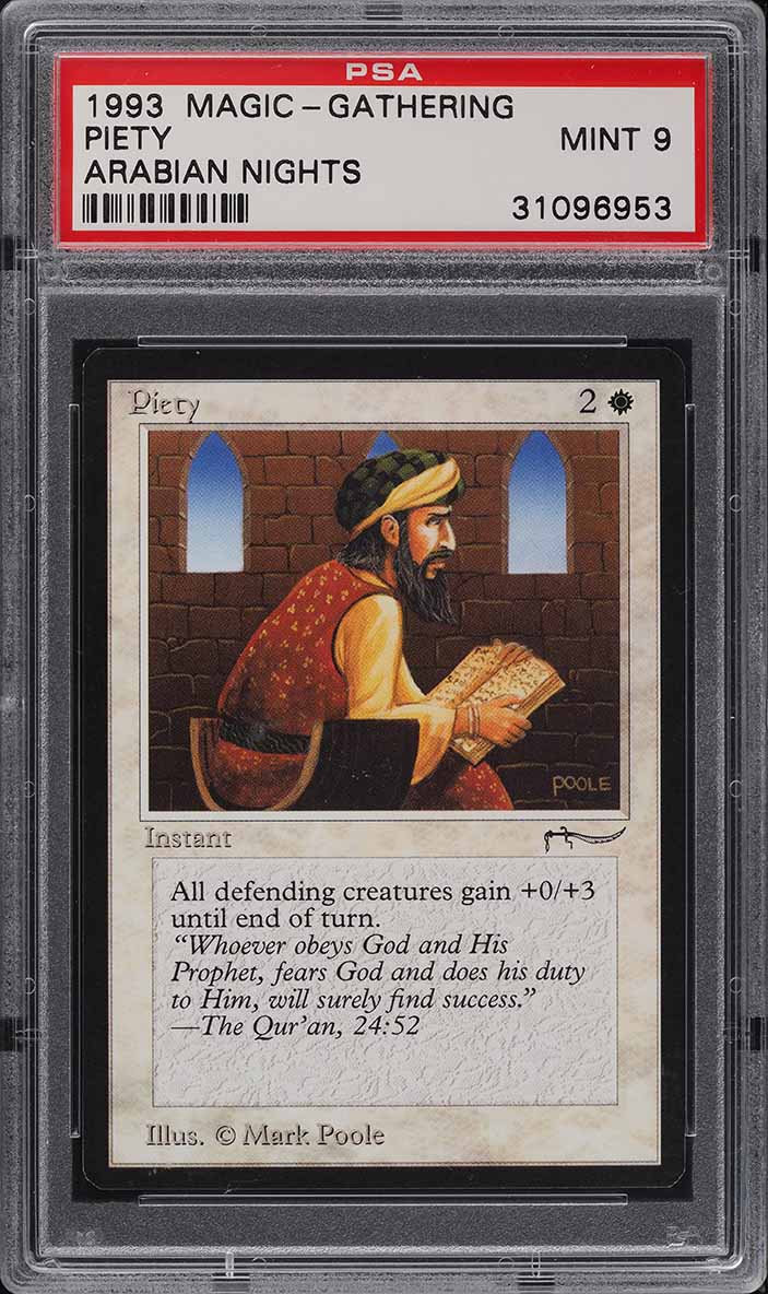 mtg arabian nights cards 1993 Magic The Gathering MTG Arabian Nights Piety PSA 9 MINT on Fanatics  Collect