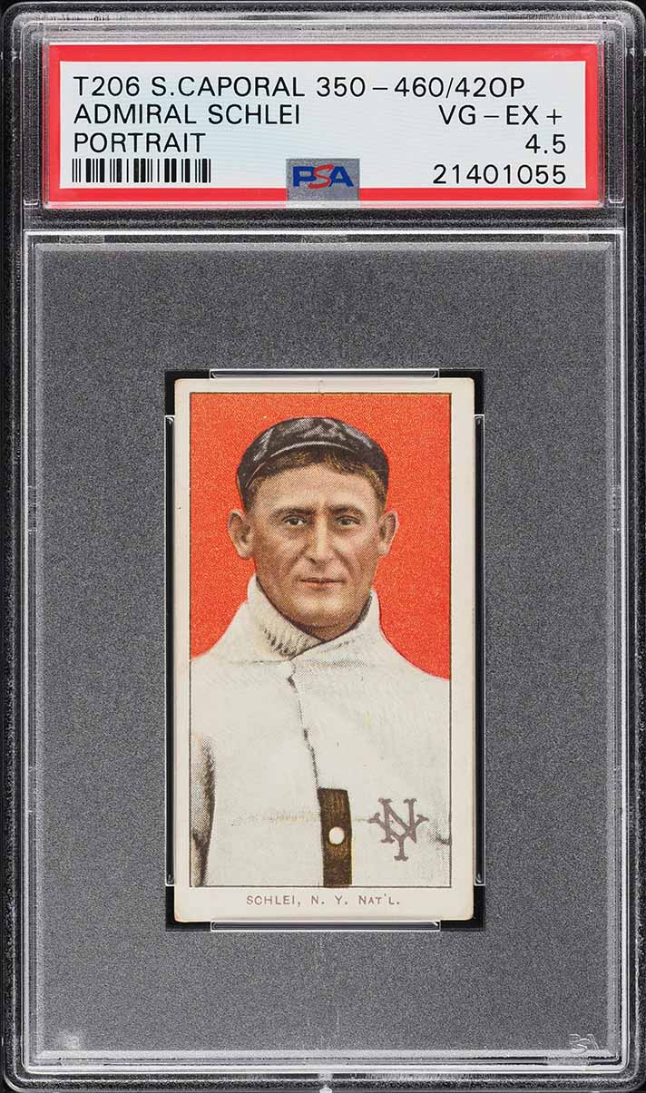 1909-11 T206 Admiral Schlei PORTRAIT, SWEET CAPORAL FACTORY 42 PSA 4.5 VGEX+