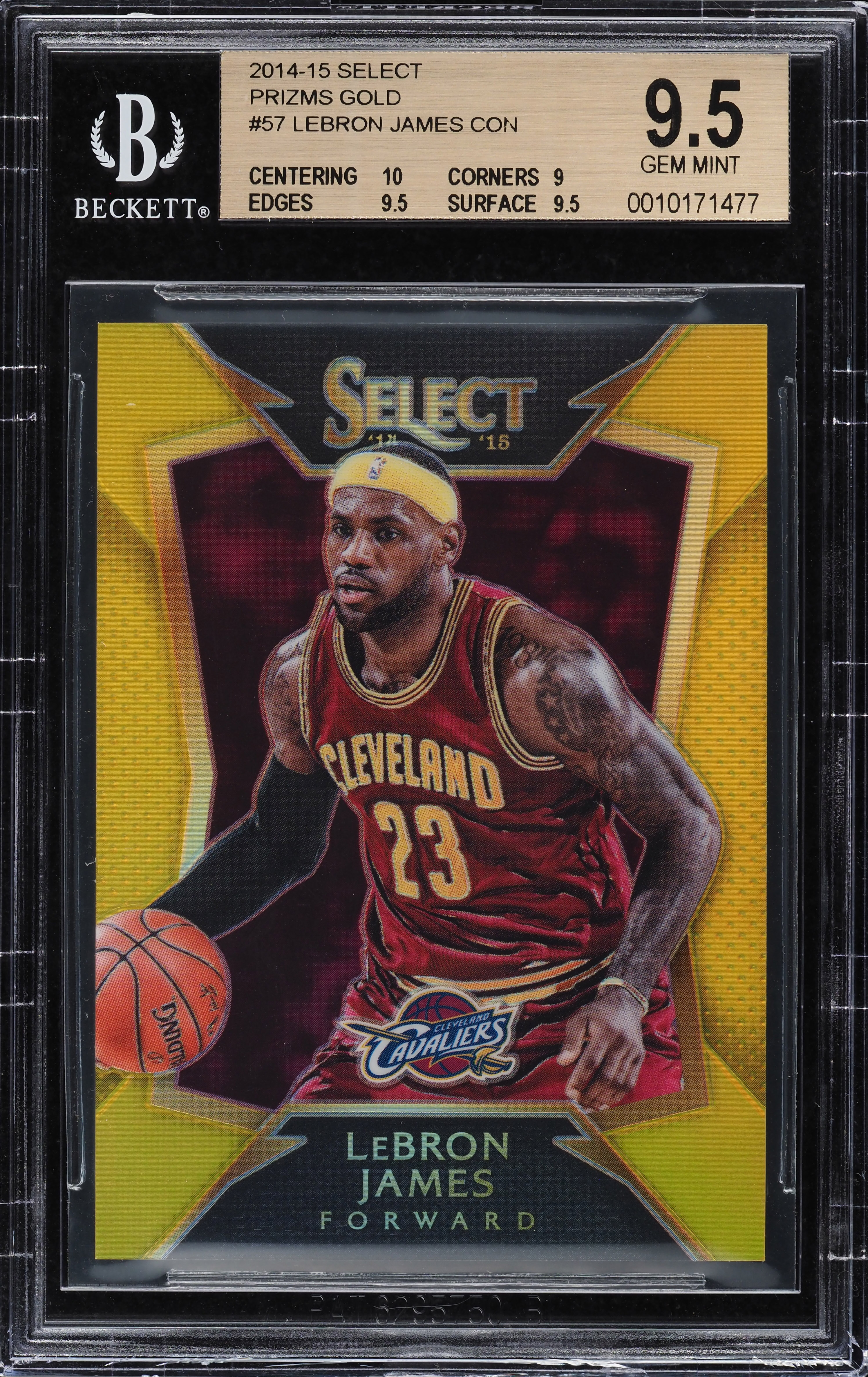 2014 Panini Select Gold Prizms LeBron James /10 #57 BGS 9.5 GEM