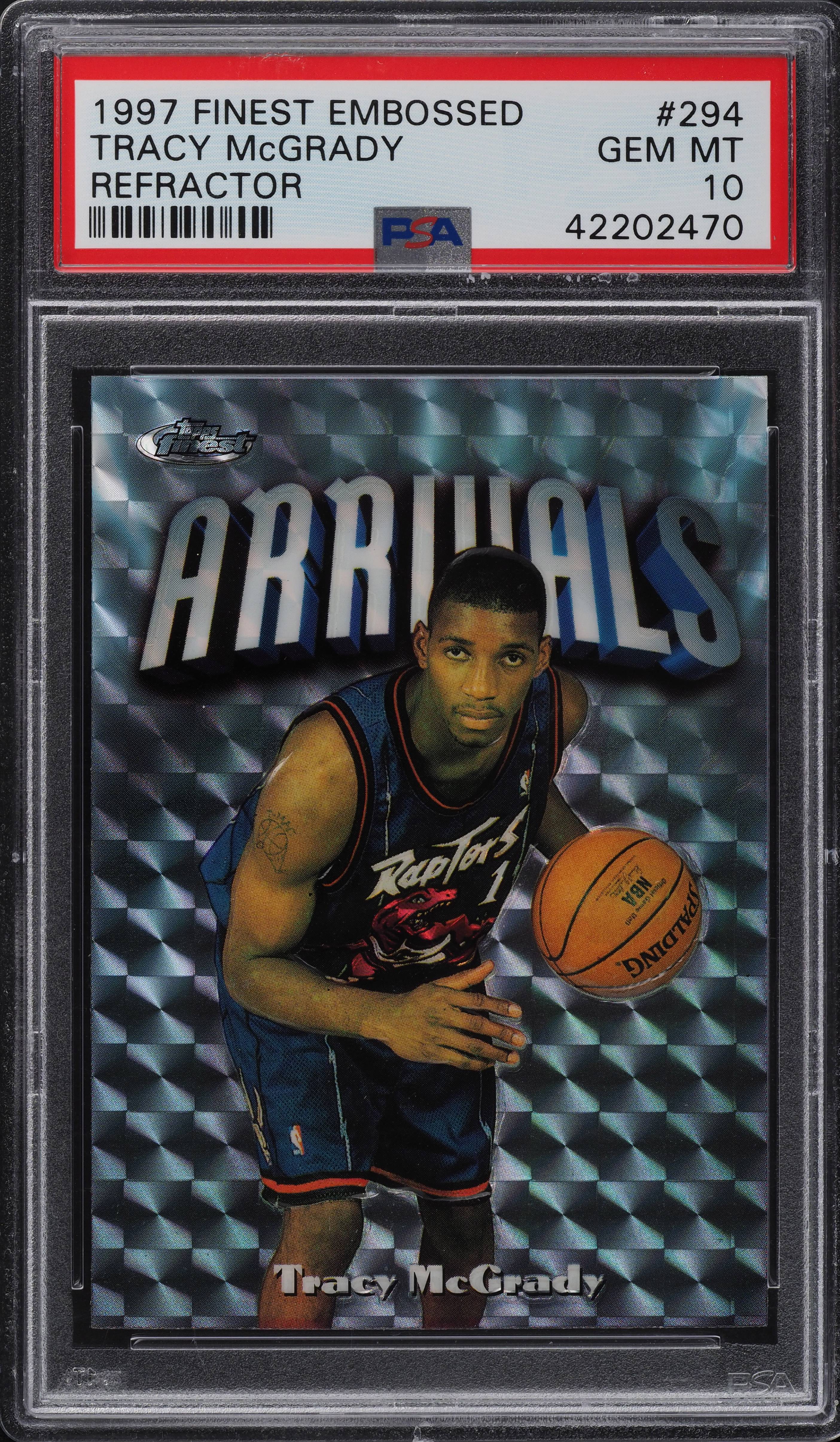 1997 Finest Embossed Refractor Tracy Mcgrady ROOKIE /263 #294 PSA