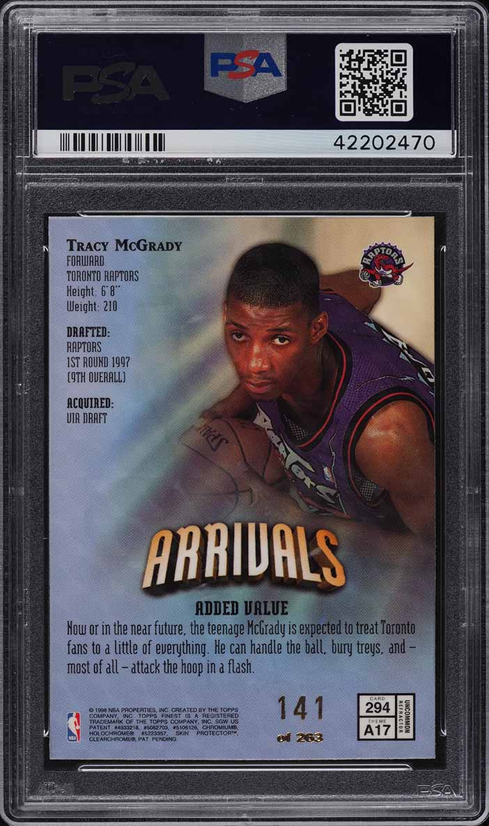 1997 Finest Embossed Refractor Tracy Mcgrady ROOKIE /263 #294 PSA