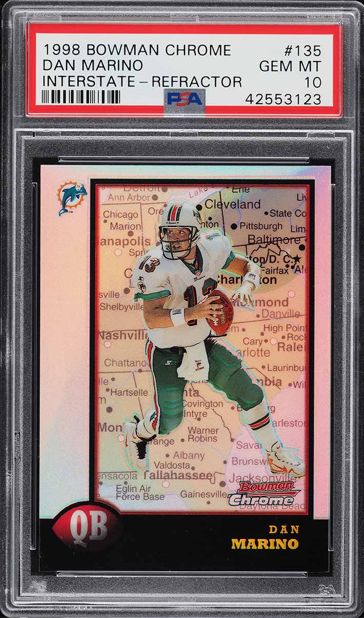 1998 Bowman Chrome Interstate Refractor Dan Marino #135 PSA 10 GEM MINT
