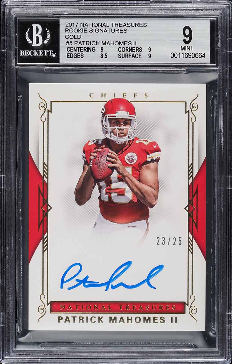 2017 National Treasures Gold Patrick Mahomes II ROOKIE AUTO /25 #RS-2PM BGS 9