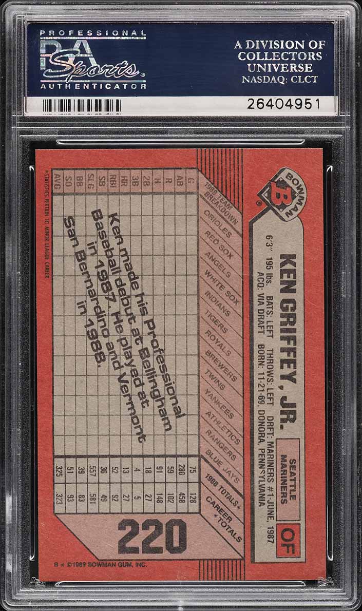 1989 Bowman Ken Griffey Jr. ROOKIE #220 PSA 10 GEM MINT