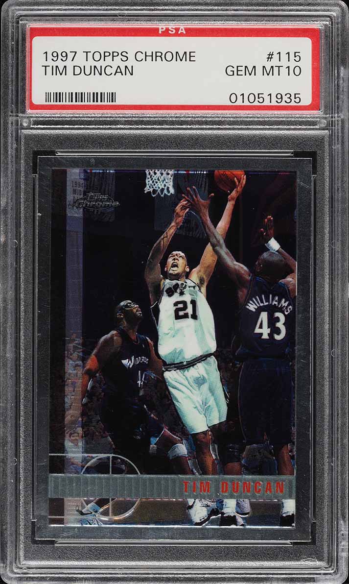 1997 Topps Chrome Tim Duncan ROOKIE #115 PSA 10 GEM MINT