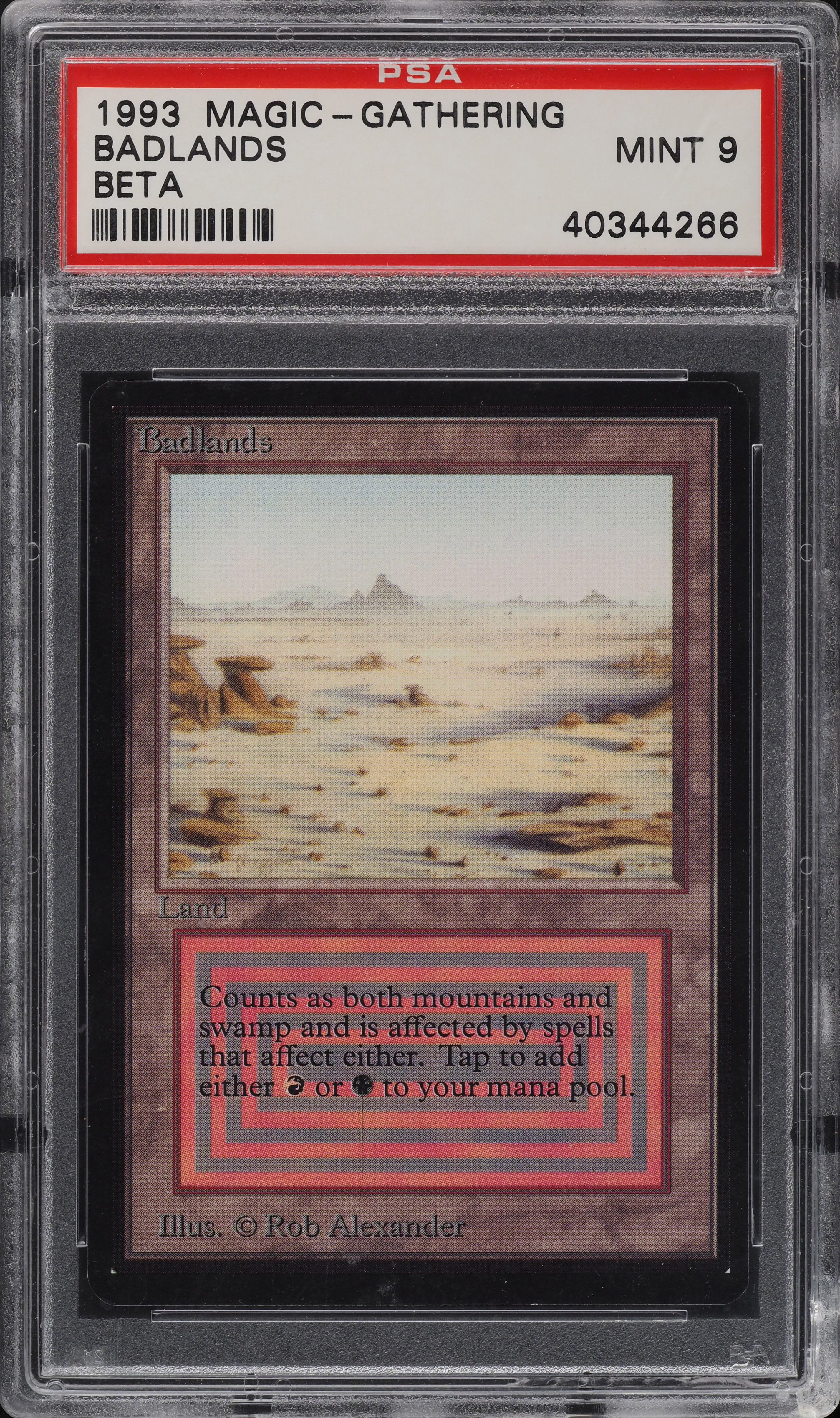 1993 Magic The Gathering MTG Beta Dual Land Badlands PSA 9 MINT on