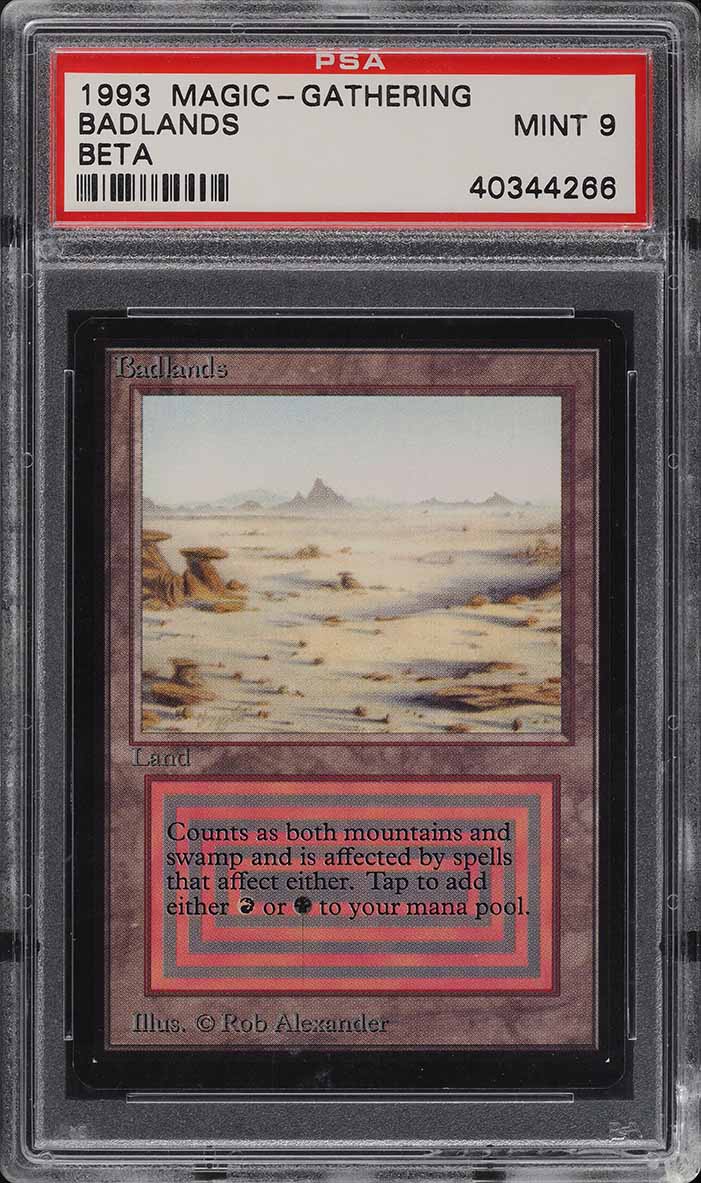 1993 Magic The Gathering MTG Beta Dual Land Badlands PSA 9 MINT on