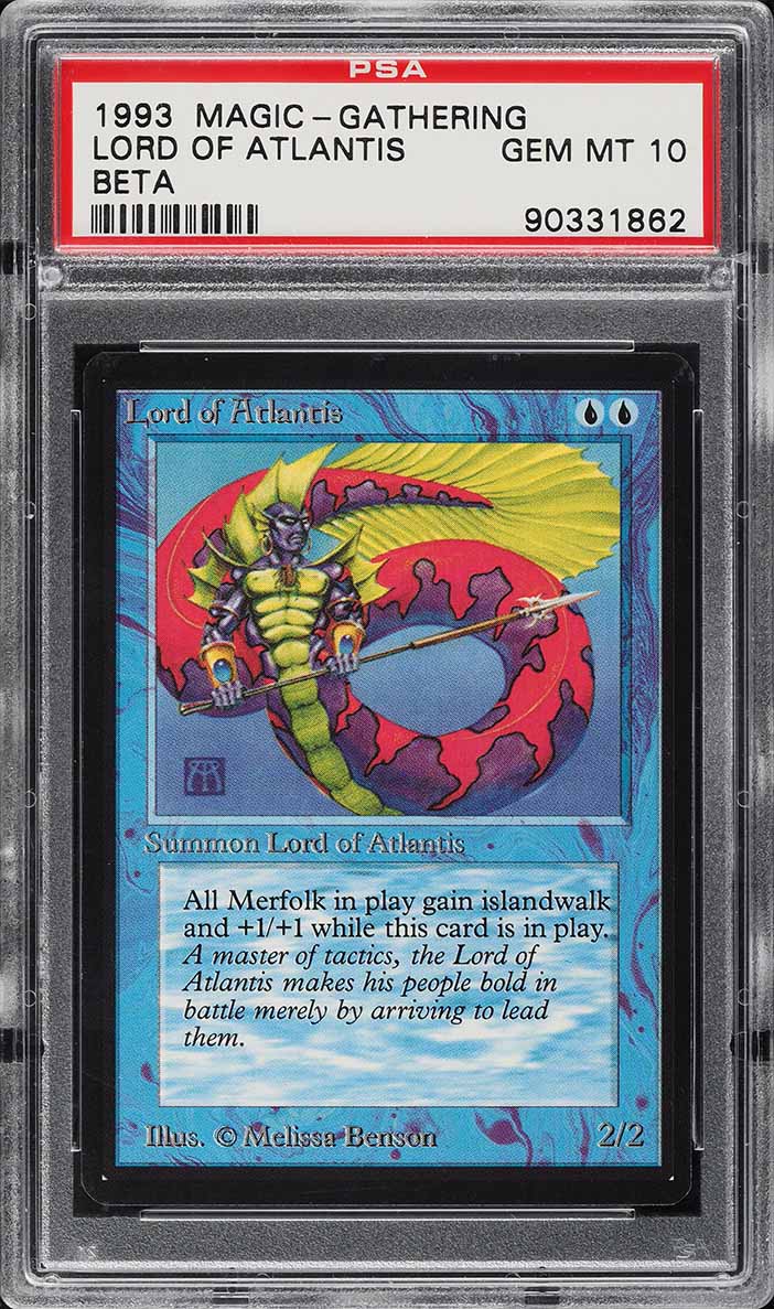 1993 Magic The Gathering MTG Beta Lord Of Atlantis PSA 10 GEM MINT