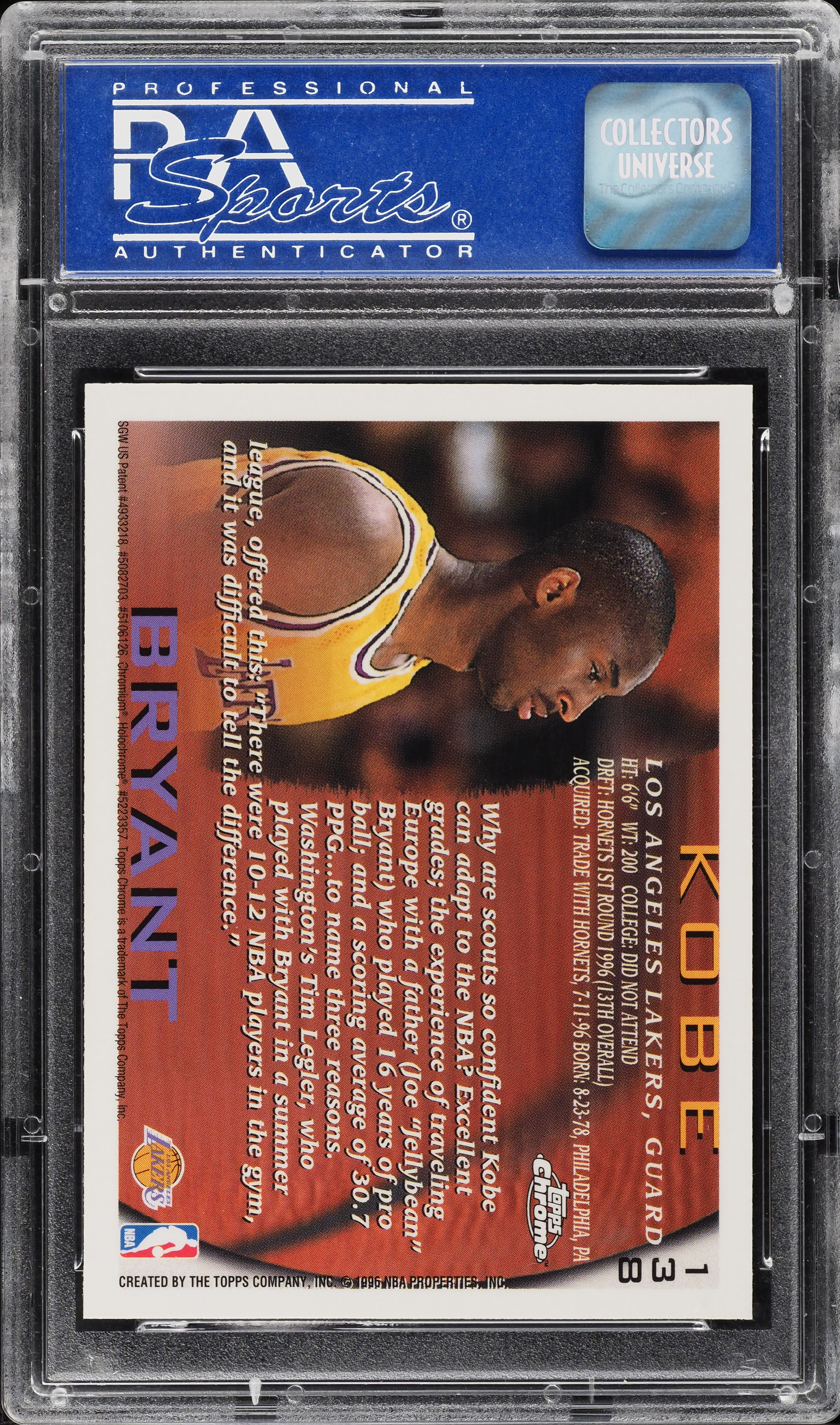 1996 Topps Chrome Kobe Bryant ROOKIE #138 PSA 10 GEM MINT on