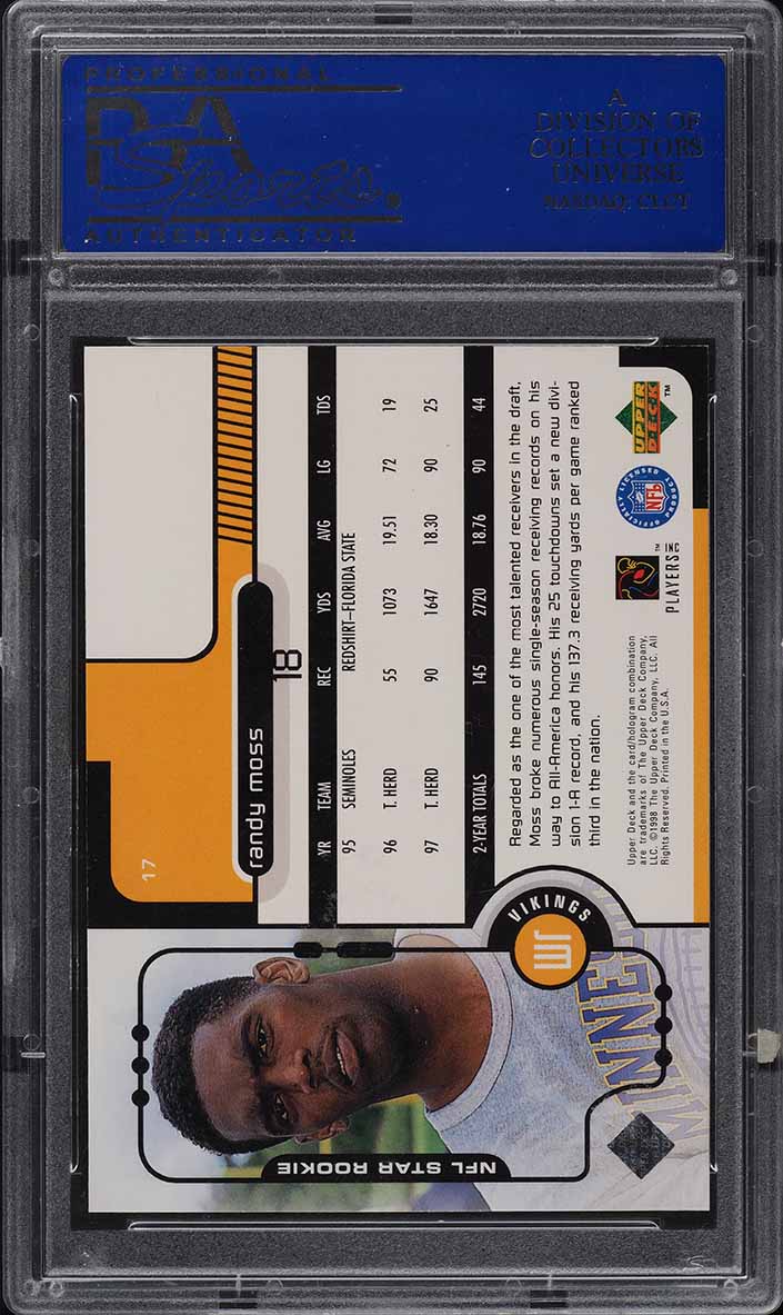 1998 Upper Deck Football Randy Moss ROOKIE RC #17 PSA 10 GEM MINT