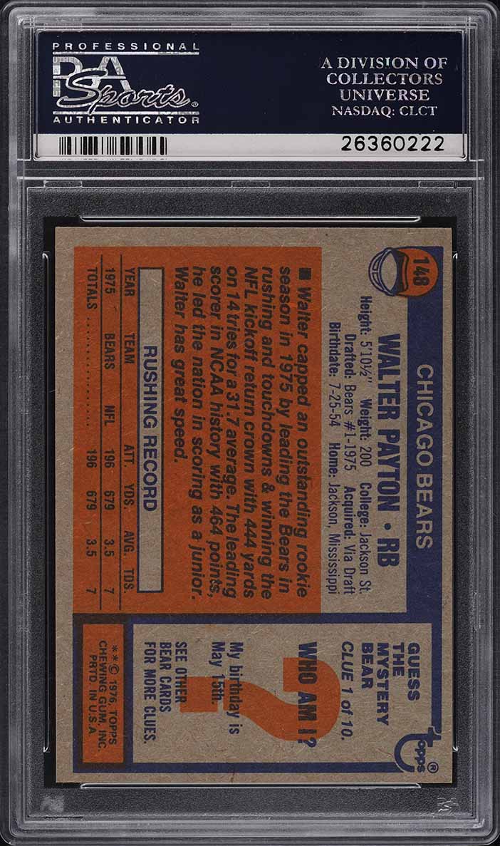 1976 Topps Football Walter Payton ROOKIE #148 PSA 8 NM-MT