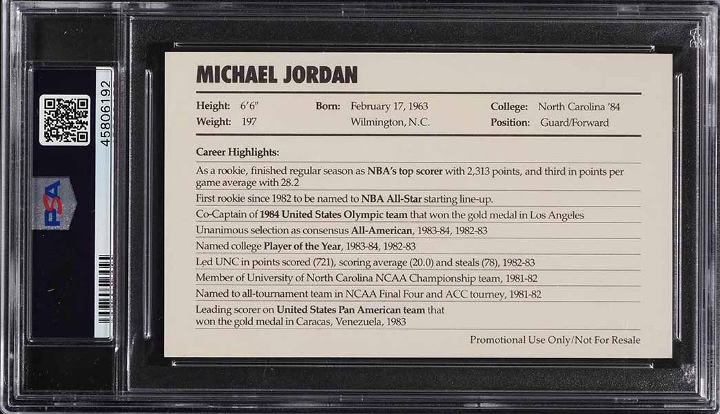 1985 Nike Promo Michael Jordan ROOKIE PSA 10 GEM MINT