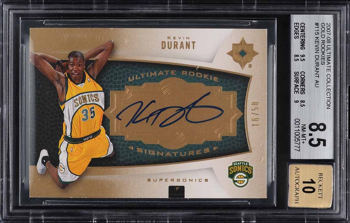 2007 Ultimate Collection Gold Kevin Durant ROOKIE AUTO /50 #115 BGS 8.5 NM-MT+