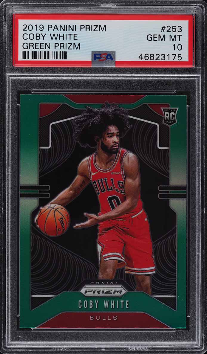 2019 Panini Prizm Green Prizm Coby White ROOKIE RC #253 PSA 10 GEM MINT
