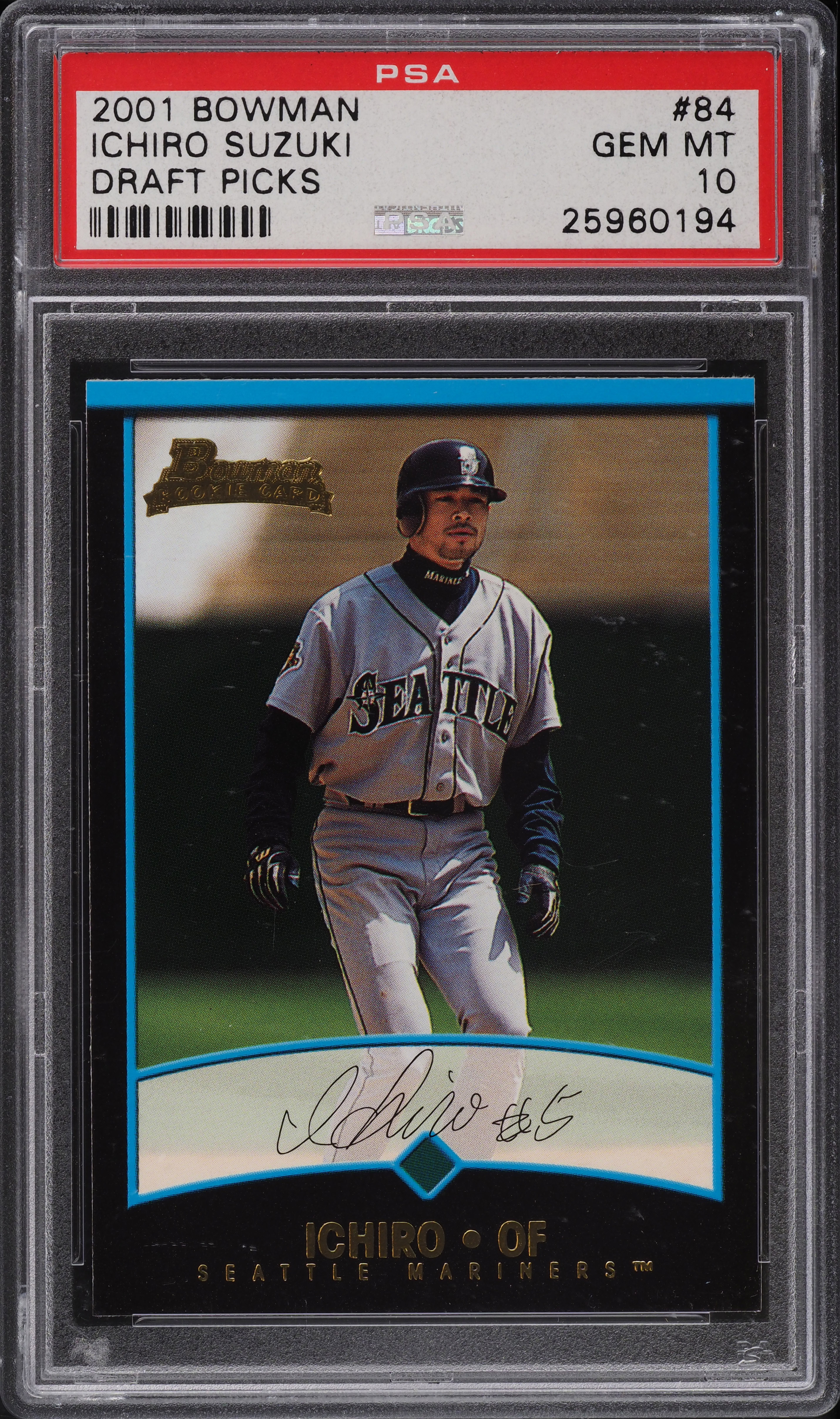 2001 Bowman Draft Picks Ichiro Suzuki ROOKIE RC #84 PSA 10 GEM