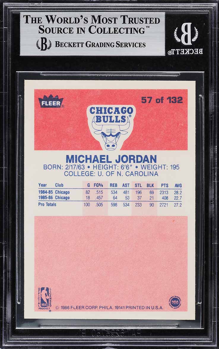 1986 Fleer Basketball Michael Jordan ROOKIE #57 BGS 9 MINT