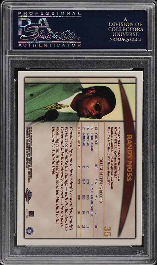 1998 Topps Chrome Randy Moss ROOKIE #35 PSA 10 GEM MINT