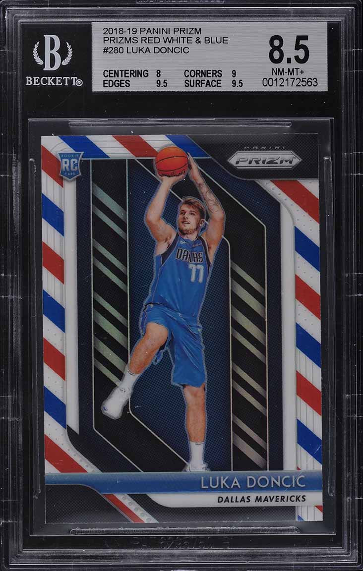 2018 Panini Prizm Red White Blue Prizms Luka Doncic ROOKIE #280 BGS 8.5 NM-MT+