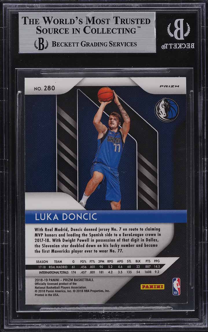 2018 Panini Prizm Red White Blue Prizms Luka Doncic ROOKIE #280 BGS 8.5 NM-MT+