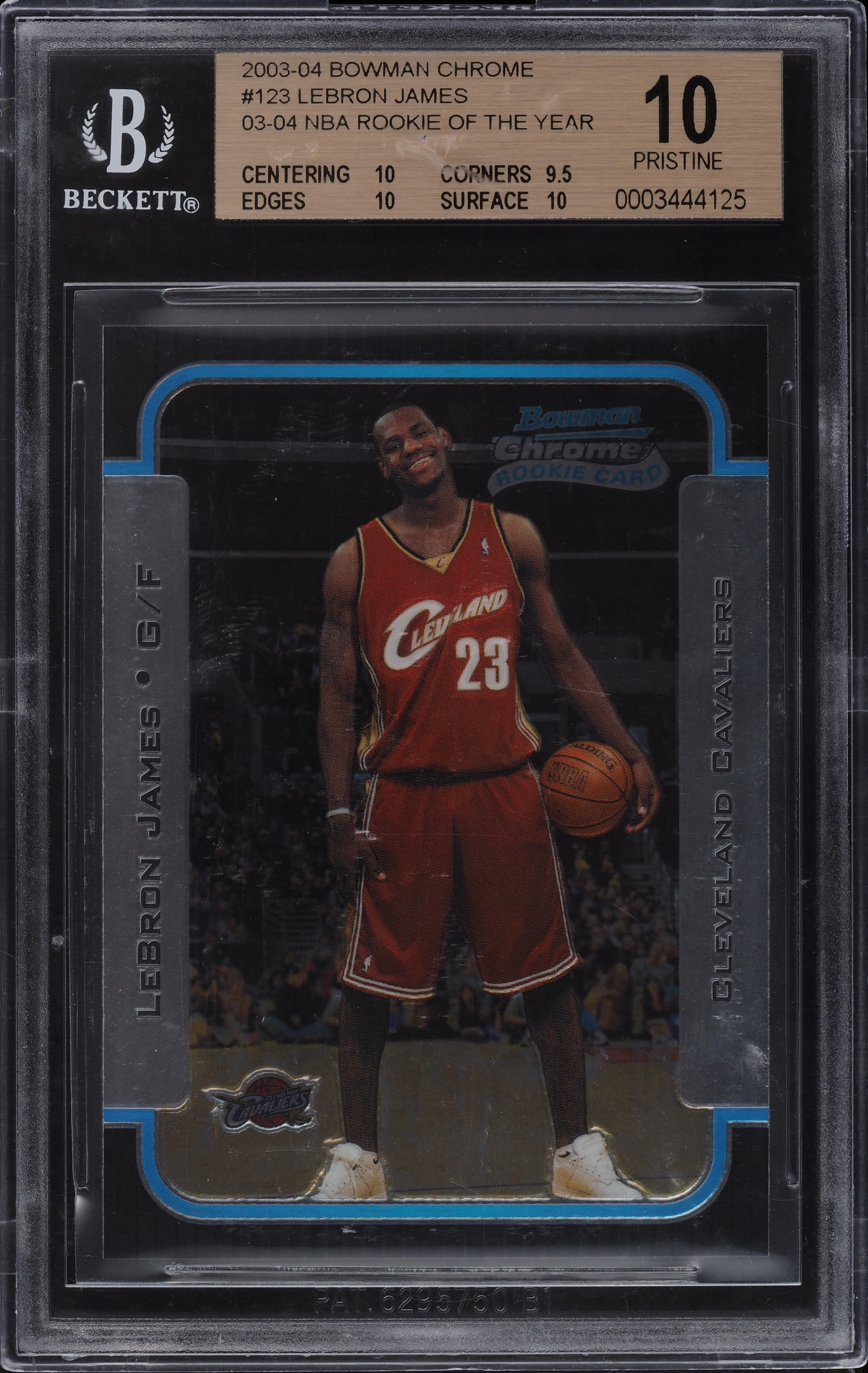 2003 Bowman Chrome LeBron James ROOKIE #123 BGS 10 PRISTINE on
