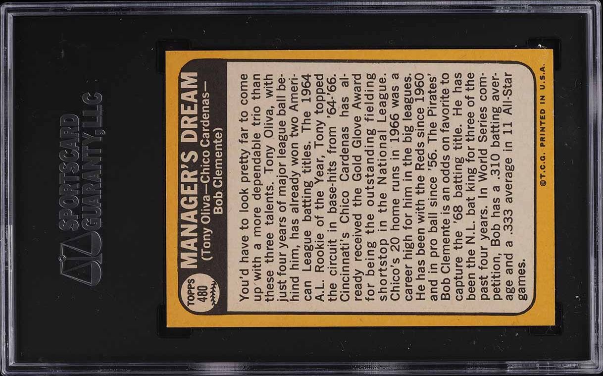 1968 Topps Roberto Clemente Tony Oliva MANAGERS DREAM #480 SGC 8.5 NM-MT+