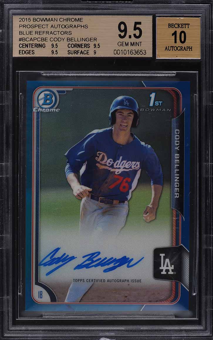 2015 Bowman Chrome Blue Refractor Cody Bellinger ROOKIE RC AUTO /150 BGS 9.5
