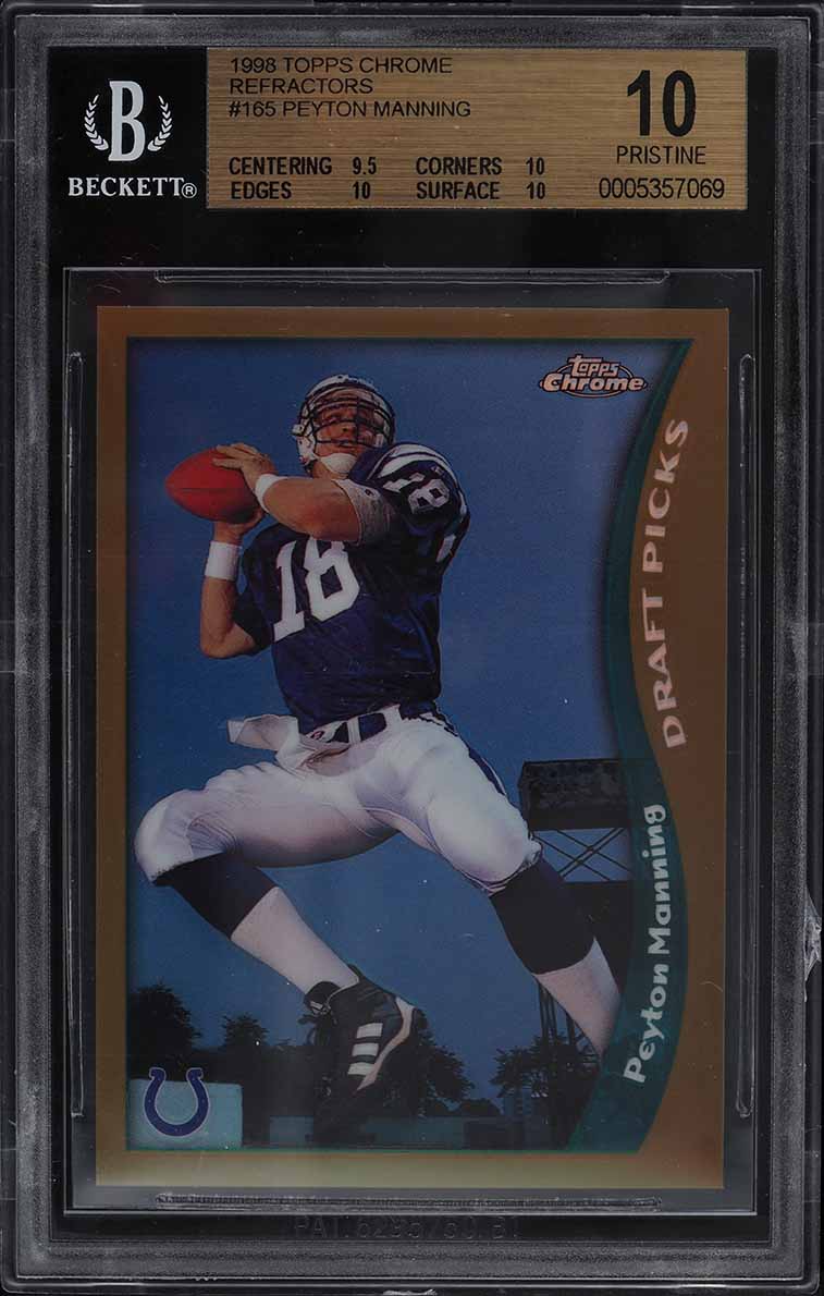 1998 Topps Chrome Refractor Peyton Manning ROOKIE RC #165 BGS 10 PRISTINE