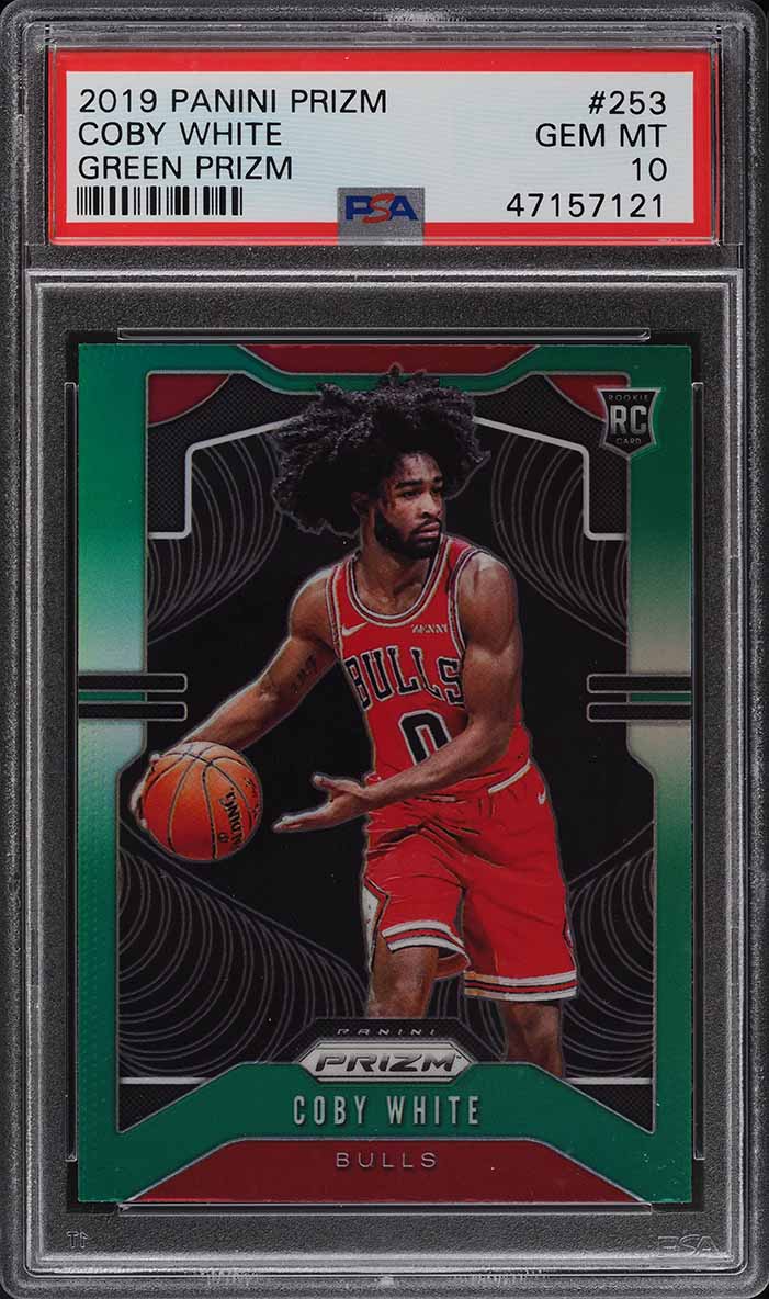 2019 Panini Prizm Green Prizms Coby White ROOKIE RC #253 PSA 10 GEM MINT