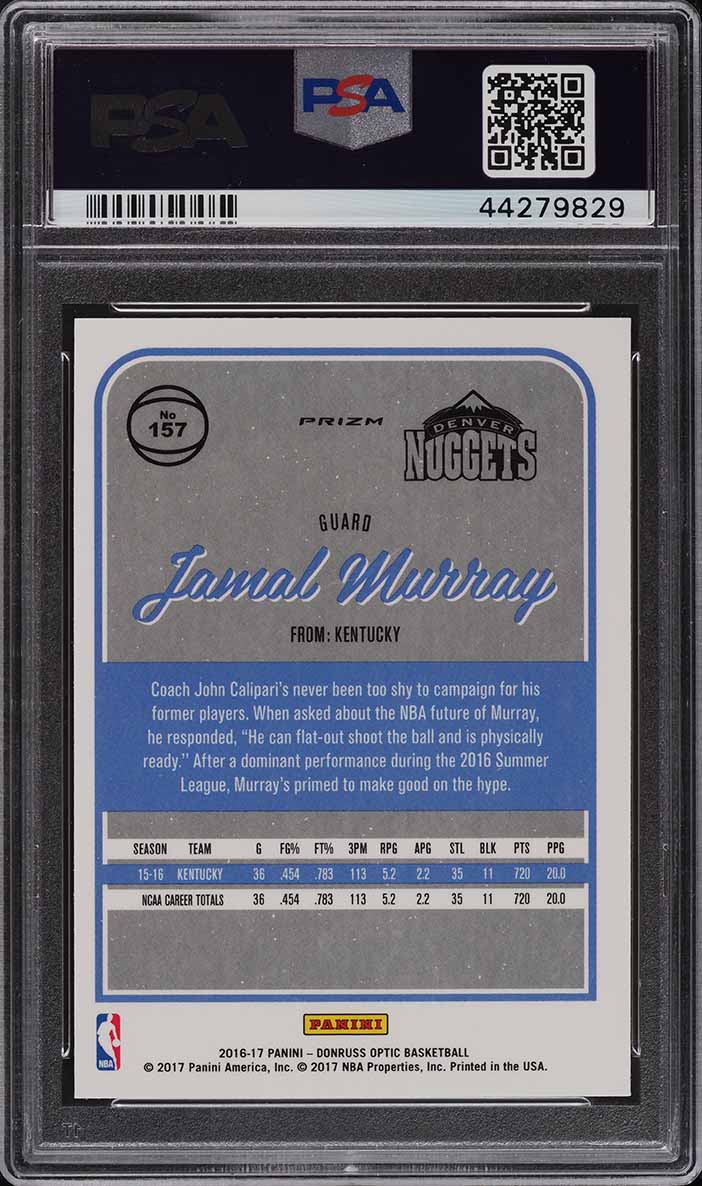 2016 Donruss Optic Holo Jamal Murray ROOKIE RC #157 PSA 10 GEM MINT