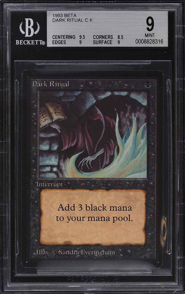 1993 Magic The Gathering MTG Beta Dark Ritual C K BGS 9 MINT