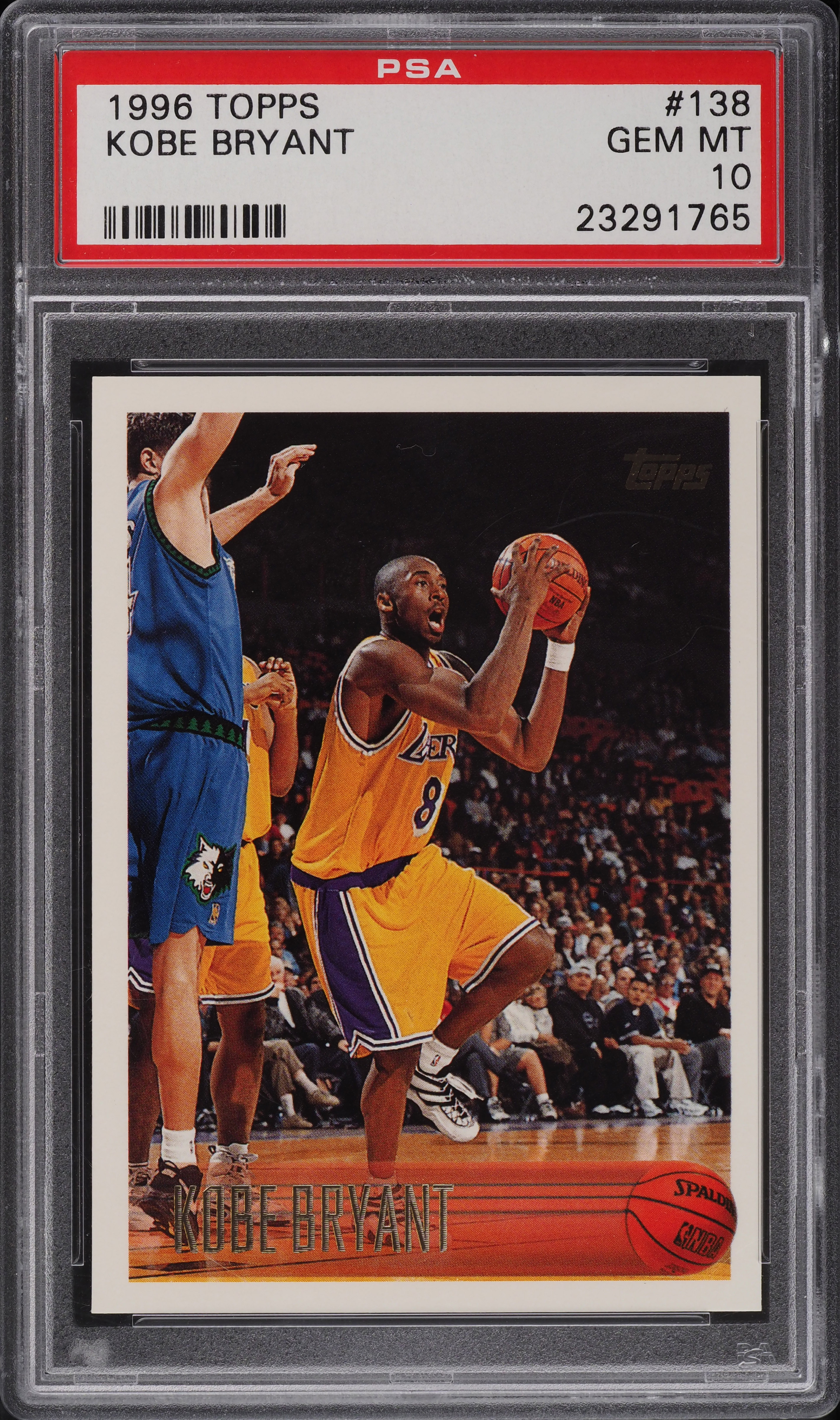 1996 Topps Basketball Kobe Bryant ROOKIE #138 PSA 10 GEM MINT on