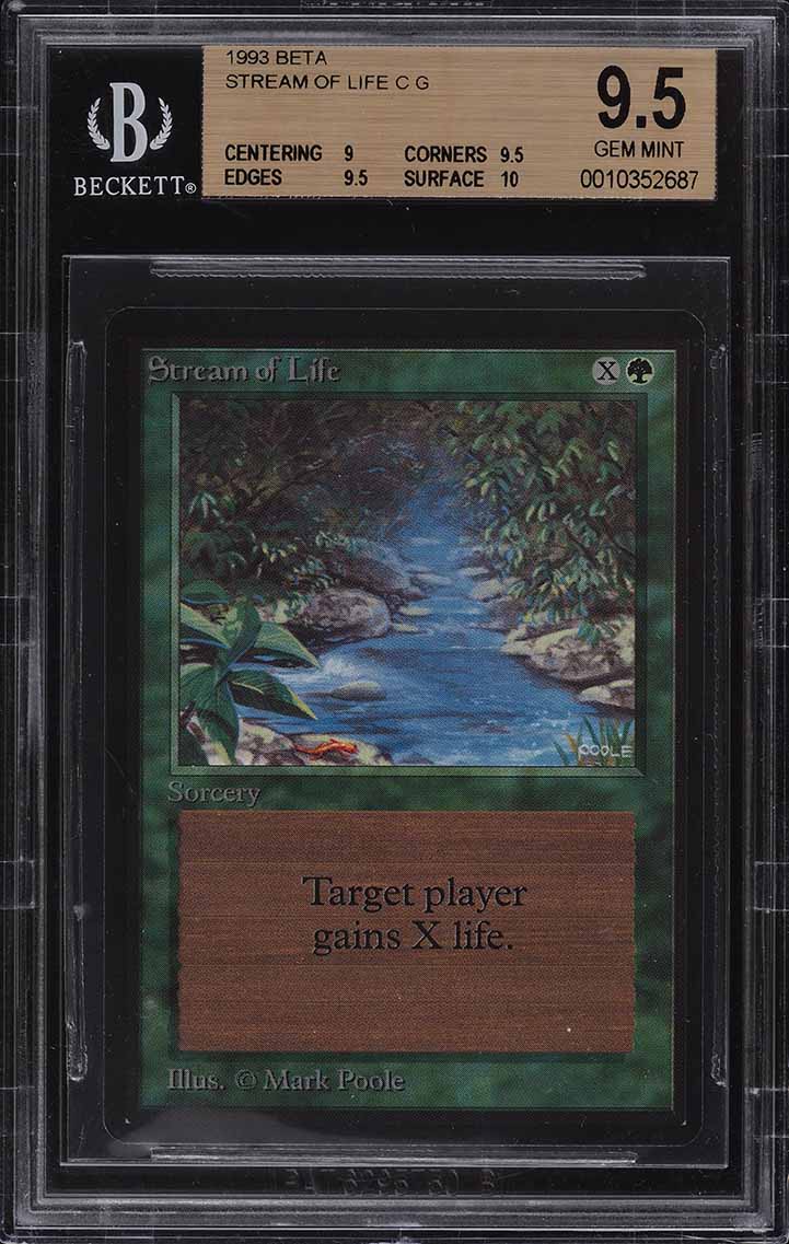 1993 Magic The Gathering MTG Beta Stream Of Life C G BGS 9.5 GEM MINT