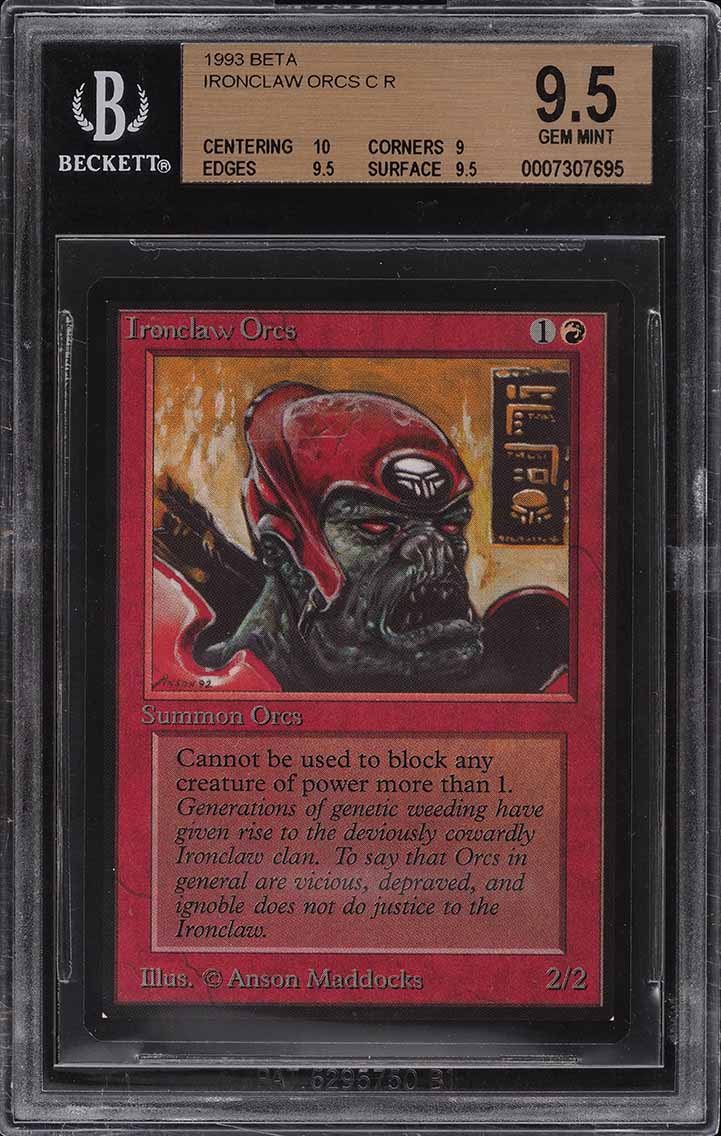 1993 Magic The Gathering MTG Beta Ironclaw Orcs C R BGS 9.5 GEM MINT