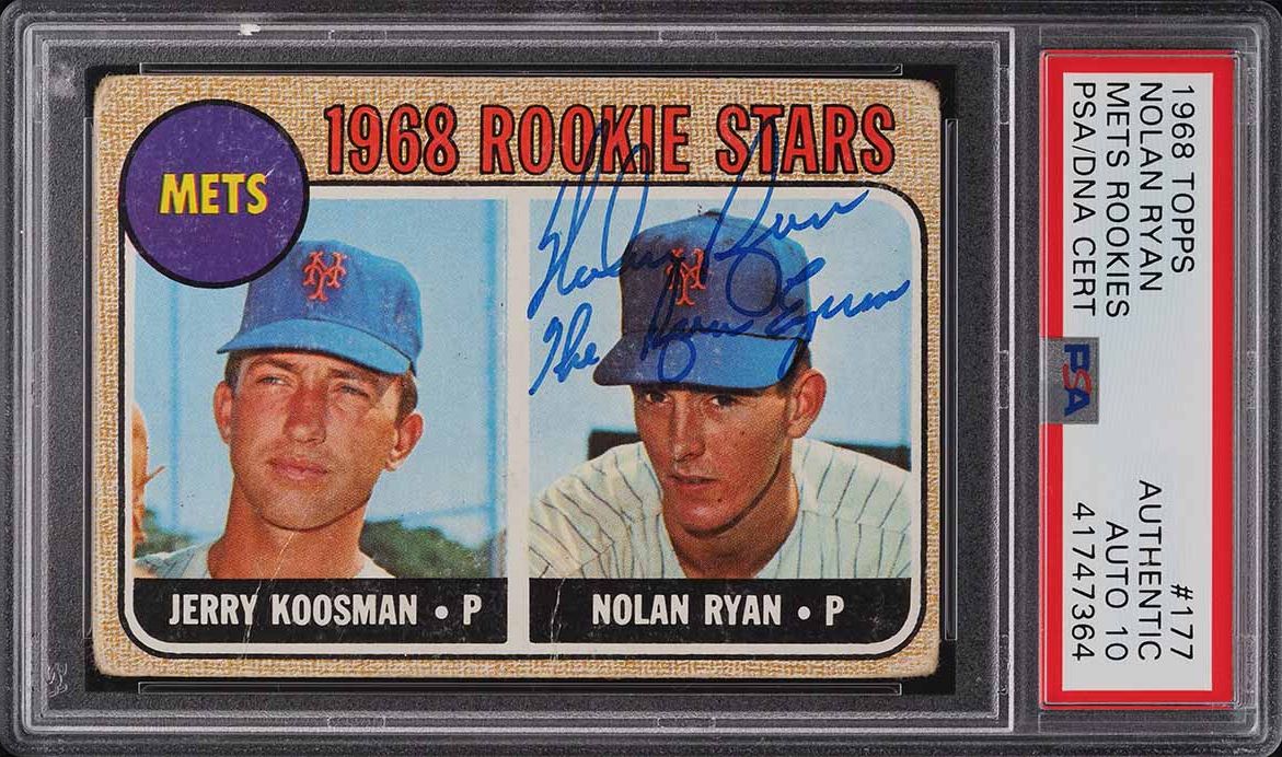 1968 Topps Nolan Ryan ROOKIE AUTO DNA 10 #177 PSA Auth