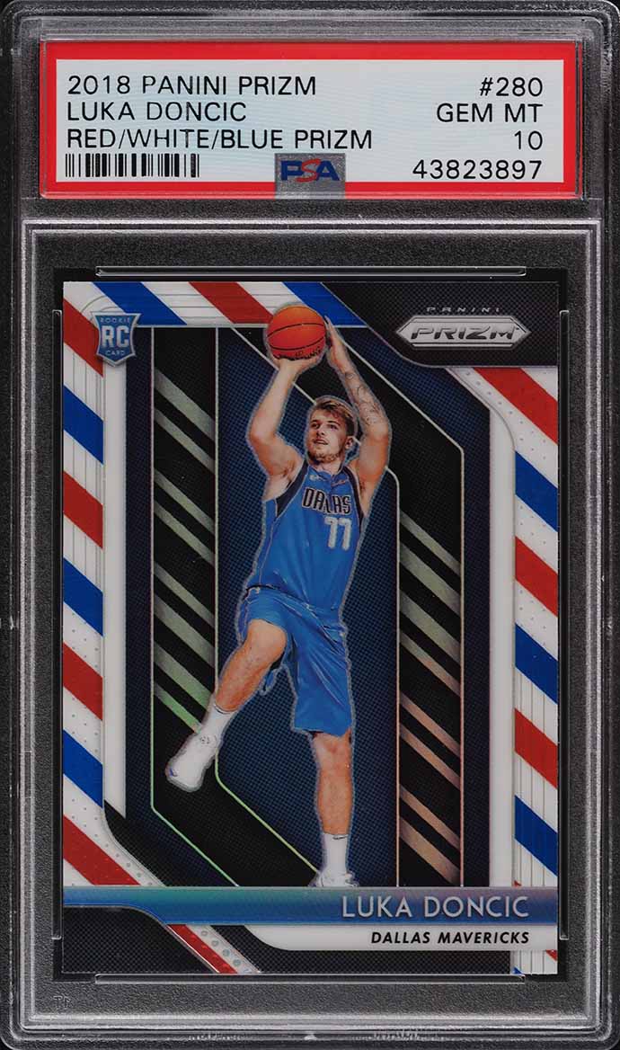 2018 Panini Prizm Red White Blue Prizms Luka Doncic ROOKIE #280 PSA 10 GEM MINT