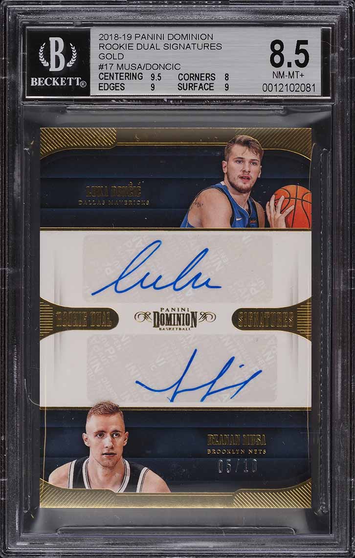 2018 Panini Dominion Dual Signatures Gold Musa Luka Doncic RC AUTO