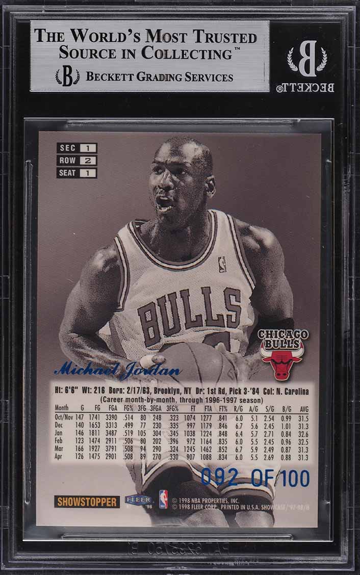 1997 Flair Showcase Row 2 Legacy Collection Michael Jordan /100 #1 BGS 8.5