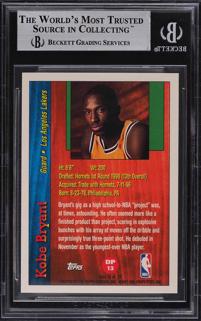 1996 Topps Draft Redemption Kobe Bryant ROOKIE #13 BGS 9 MINT